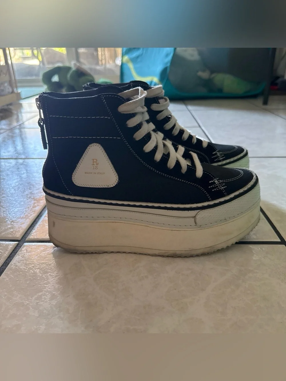 R13 limited edition double stacked high top sneakers